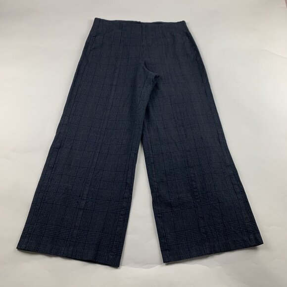 Old Navy Pants - Old Navy Charcoal Plaid Canvas High Rise Wide Leg Pixie Pant L